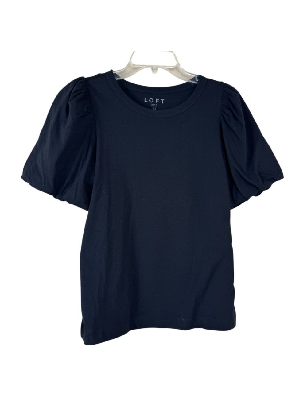 LOFT Black T Shirt Blouse Puff Sleeve 100% Cotton Size XS Minimalist Casual